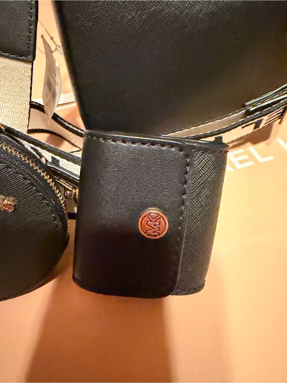 Michael Kors Black Saffiano Crossbody with Branded Canvas Strap - Picture 7 of 13